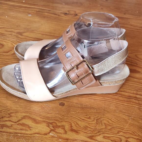 NAOT WOMEN DYNASTY SANDAL LEATHER SLING BACK STRAPPY WEDGE HEEL ISREAL 40 US 9 - Picture 3 of 8